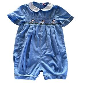 Orient Expressed Smocked Bubble Romper Dalmatian Dog 24M
